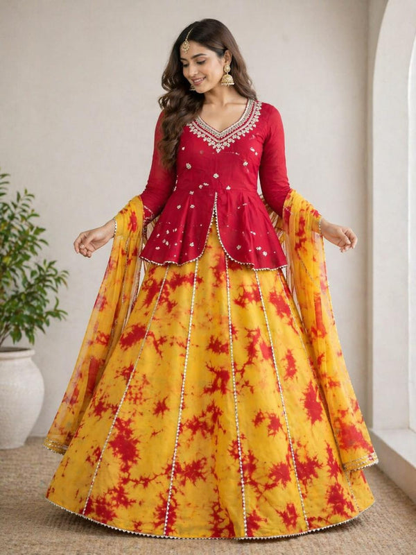 Shibori Indo Western  LEHNGA