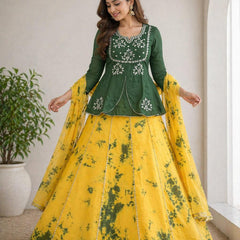 Shibori Indo Western  LEHNGA