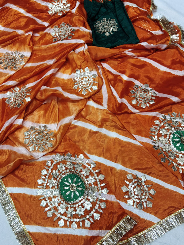 Chinon Leheriya Gota Saree