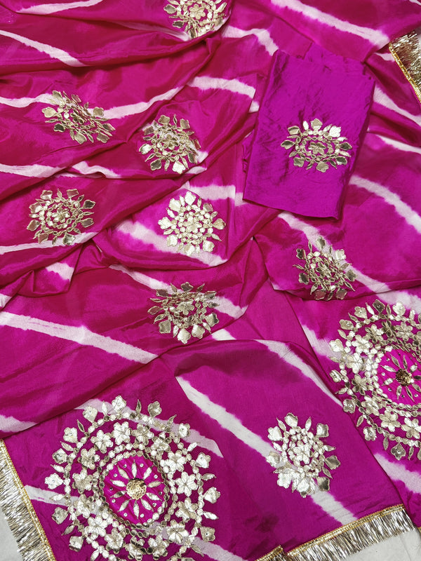 Chinon Leheriya Gota Saree
