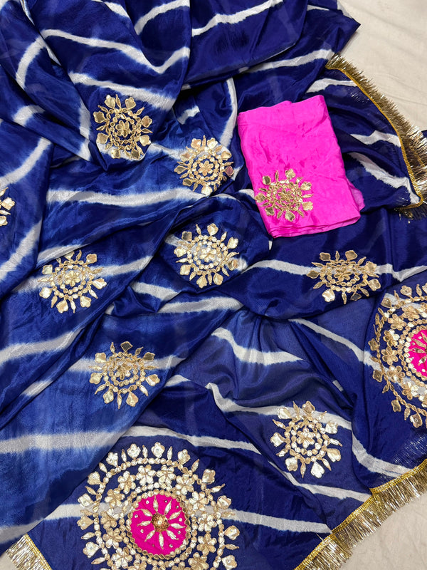 Chinon Leheriya Gota Saree