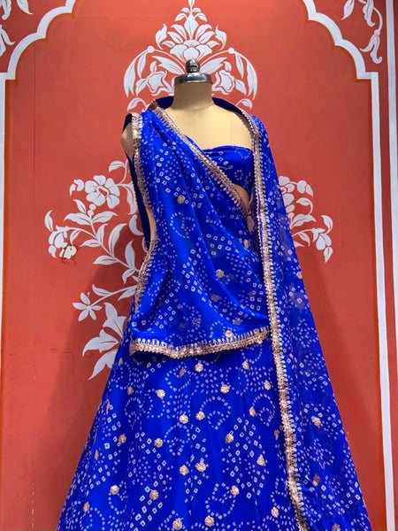 Georgette Rai Bandhej Lehenga