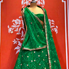 Georgette Rai Bandhej Lehenga