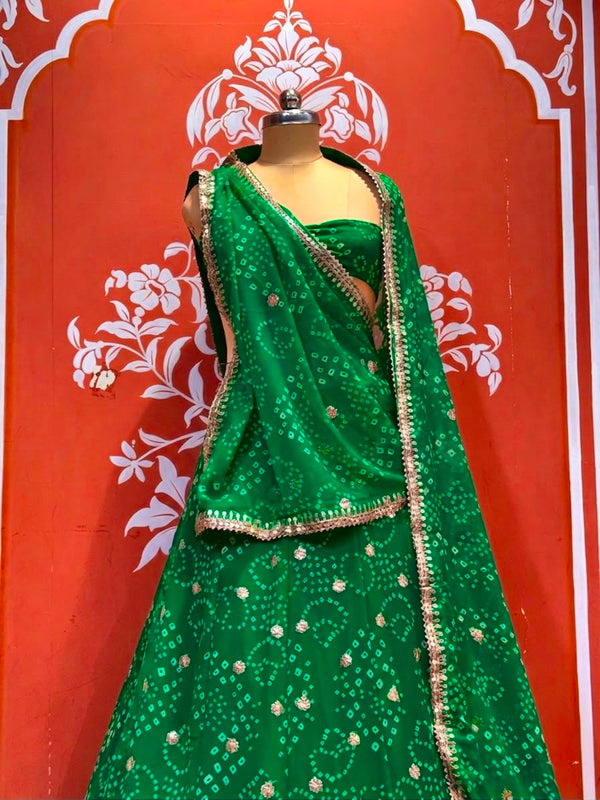Georgette Rai Bandhej Lehenga