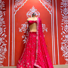 Georgette Rai Bandhej Lehenga