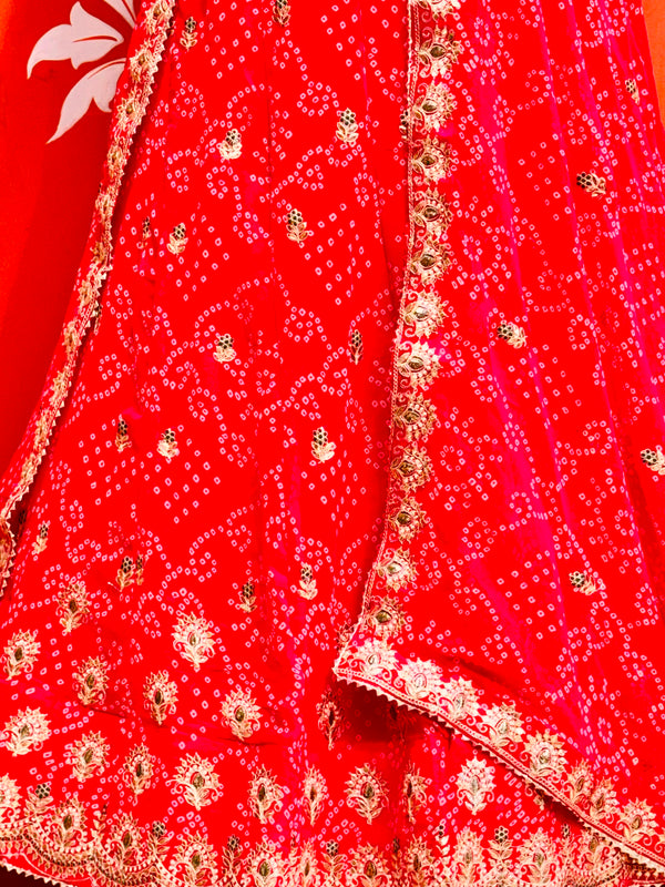 Georgette Rai Bandhej Lehenga