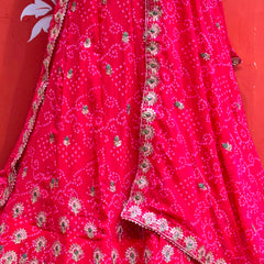 Georgette Rai Bandhej Lehenga