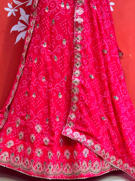 Georgette Rai Bandhej Lehenga