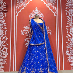 Georgette Rai Bandhej Lehenga