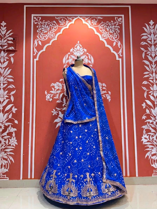 Georgette Rai Bandhej Lehenga