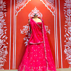 Georgette Rai Bandhej Lehenga