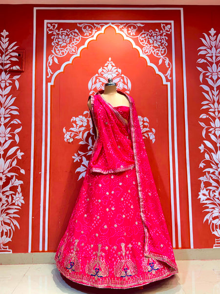 Georgette Rai Bandhej Lehenga