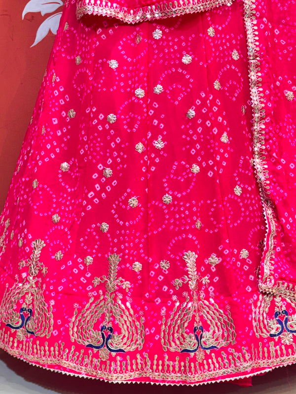 Georgette Rai Bandhej Lehenga