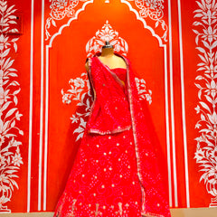 Georgette Rai Bandhej Lehenga
