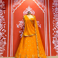 Georgette Rai Bandhej Lehenga