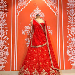 Georgette Rai Bandhej Lehenga