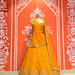 Georgette Rai Bandhej Lehenga