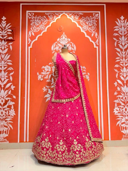 Georgette Rai Bandhej Lehenga