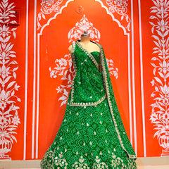 Georgette Rai Bandhej Lehenga