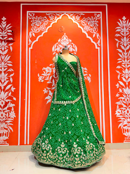 Georgette Rai Bandhej Lehenga