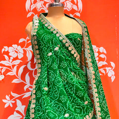 Georgette Rai Bandhej Lehenga