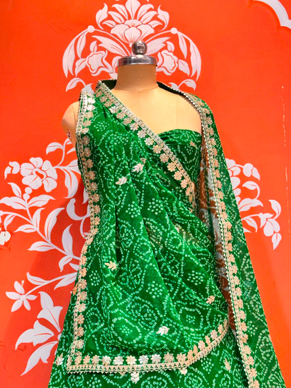 Georgette Rai Bandhej Lehenga