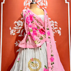 Floral Brush Paint Lehenga