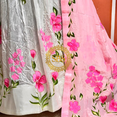 Floral Brush Paint Lehenga