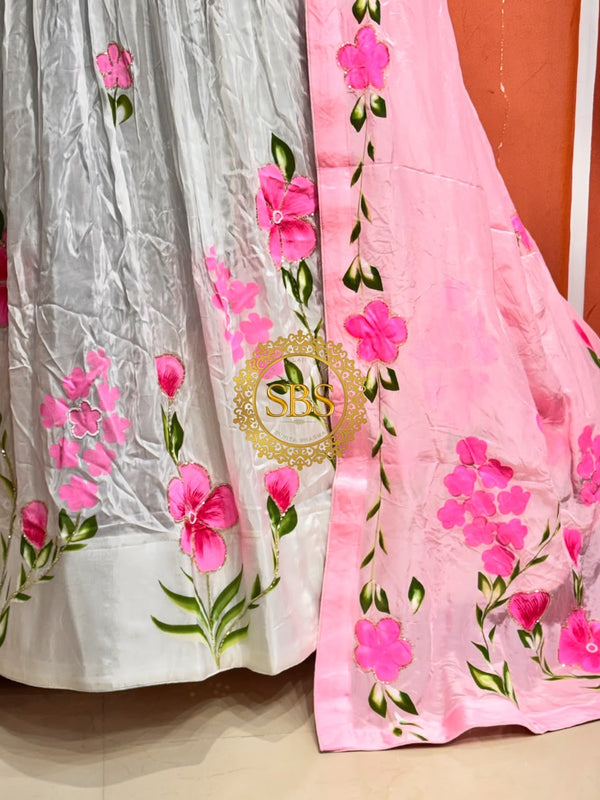 Floral Brush Paint Lehenga