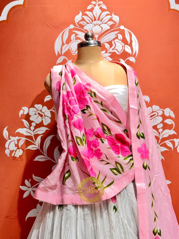 Floral Brush Paint Lehenga