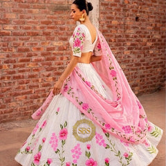 Floral Brush Paint Lehenga