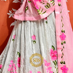 Floral Brush Paint Lehenga