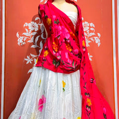 Floral Brush Paint Lehenga