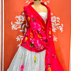Floral Brush Paint Lehenga