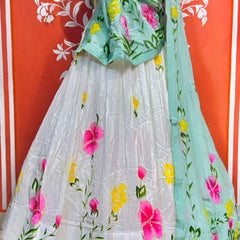 Floral Brush Paint Lehenga