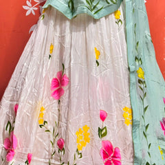Floral Brush Paint Lehenga