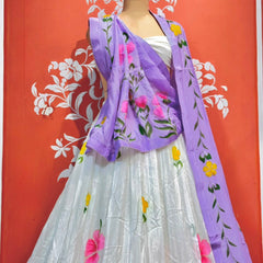 Floral Brush Paint Lehenga
