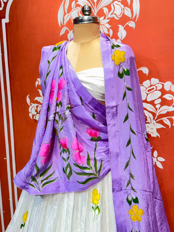Floral Brush Paint Lehenga