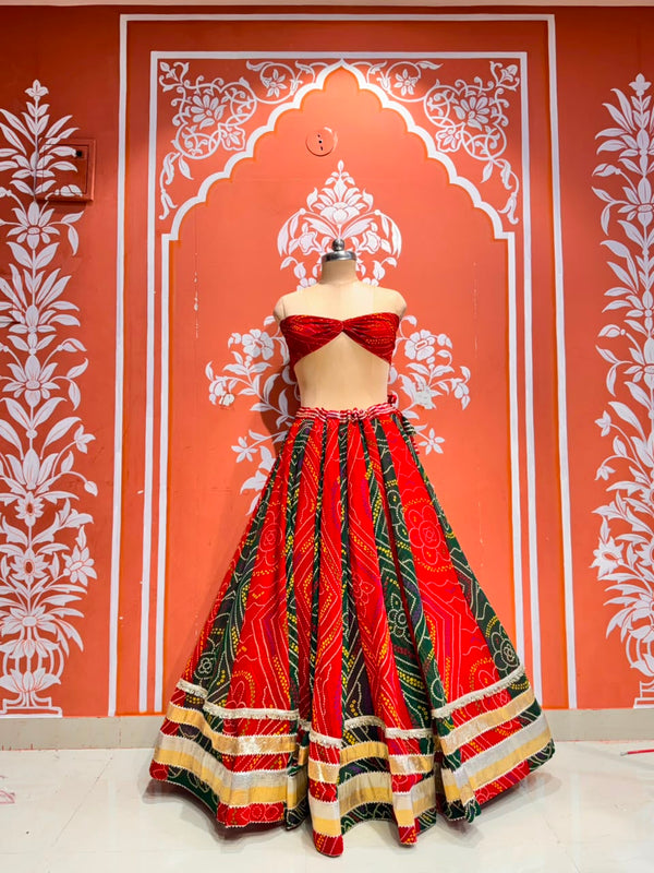 Rajputana Bandhej Lehenga