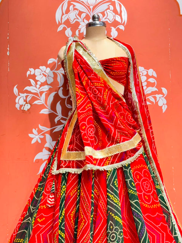 Rajputana Bandhej Lehenga