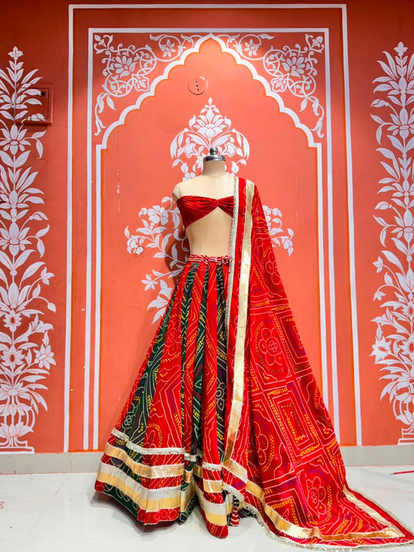 Rajputana Bandhej Lehenga