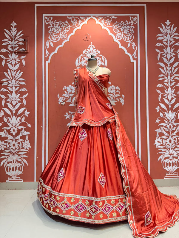 Gajji Soft Satin Silk Lehenga