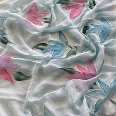 Multi Colour Handwork Chiffon Saree