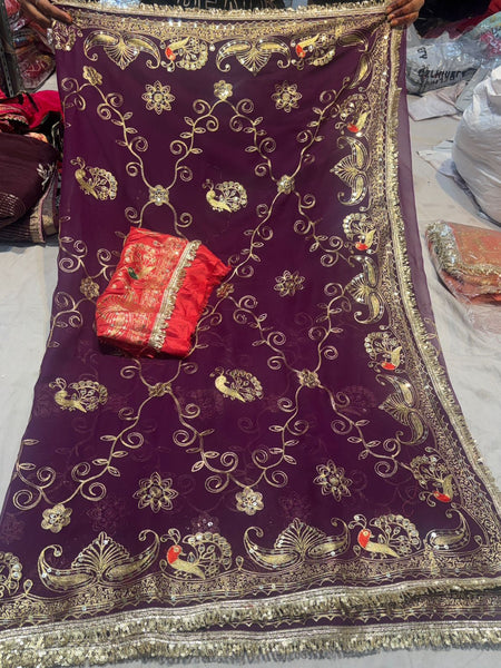 Royal Georgette Kasab Sequence Work Saree