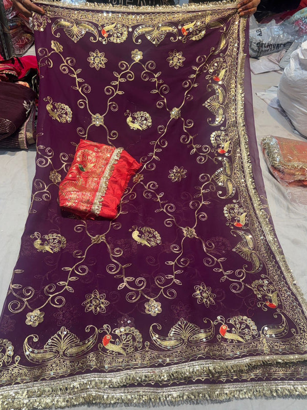 Royal Georgette Kasab Sequence Work Saree