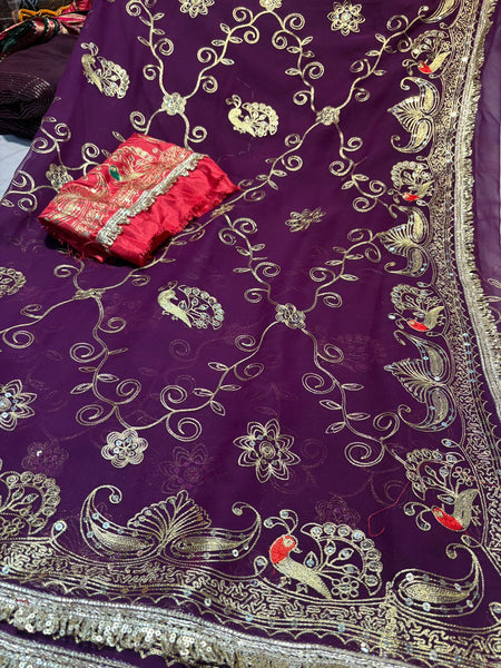Royal Georgette Kasab Sequence Work Saree