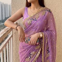 Royal Georgette Kasab Sequence Work Saree