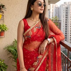 Royal Georgette Kasab Sequence Work Saree