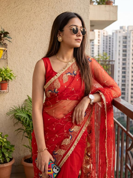 Royal Georgette Kasab Sequence Work Saree