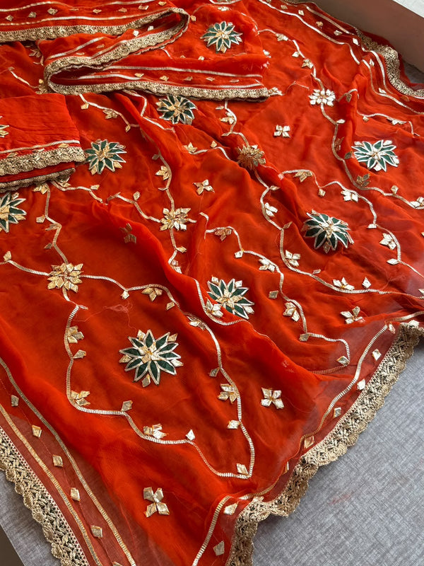Pure Chiffon Gota Patti Saree